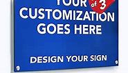Custom Outdoor Metal Signs, Personalized Aluminum Signs, Customized Safety Signs, Metal Business Signs, Waterproof Outdoor Business Signs, White Aluminum (Blue Background, 3 Pack 7x7 In)