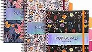 Pukka Pad 5 Subject Spiral Notebook 3-Pack - 200 Pages, 100 Sheets of 80GSM Paper with Repositionable Dividers & Perforated Edges for School & Office Planning & Organization - B5-7 X 10, Bloom