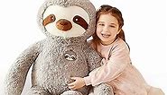 IKASA Large Sloth Stuffed Animal Plush Bradypode Toy for Children (Gray, 30 inches)
