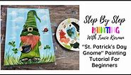 St. Patrick's Day Theme Gnome Acrylic Painting Tutorial For Beginners