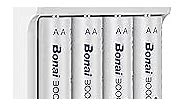 BONAI Rechargeable Lithium AA Batteries with Charger, 3000mWh 1.5V AA Batteries for Blink Camera 4 Count with 2H Fast Charge