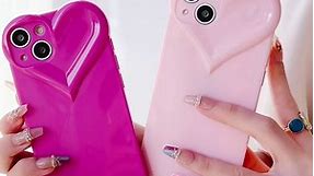 Big Heart Phone Case Hot Pink, Cute Aesthetic Preppy Trendy Women Girly Girl Pretty iPhone Case (for iPhone 14 Pro Max)