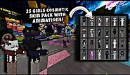25+ Girls Cosmetic Skin Pack With Custom Capes And Animations Works In [Hive 🐝 1.19+✅] [MCPE]