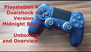 Playstation 4 Dualshock 4 V2 Controller Midnight Blue Color Unboxing and Overview