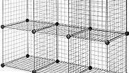 Whitmor Storage Cubes - Stackable Interlocking Wire Shelves - 14.25"D x 14.5"W x 14.5"H - Black (Set of 6)