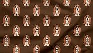 Soimoi Basset Hound Dog Print Cotton Poplin Fabric Sewing Material by The Yard 58 Inches Wide - Brown