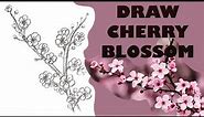 HOW TO DRAW CHERRY BLOSSOMS Step by Step Drawing Tutorial. Guided realistic Japanese tree sketch