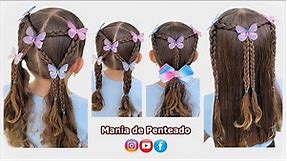 4 em 1 Penteados Fáceis com Tranças para Meninas | 4 in 1 Easy Hairstyles with Braids for Girls 😍🦋🥰