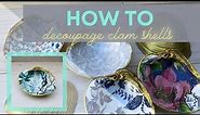 Decoupaged clam shell - Ring Dish, Trinket Dish, Shell Decoration