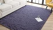 Rostyle Super Soft Fluffy Area Rugs for Bedroom Living Room Shaggy Floor Carpets Shag Christmas Rug for Girls Boys Furry Home Decorative Rugs, 6 ft x 9 ft, Grey-Purple