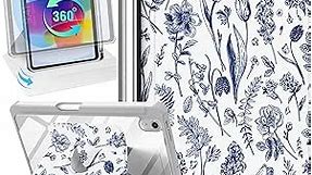 Uppuppy for Apple iPad Mini 6 Case, for iPad Mini 6th Generation Cases Kids Cute Folio Cover with Pencil Holder Women Girls Girly Flower Pretty Design Rotating Stand for iPad Mini 2021 Case 8.3 Inch