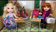 Elsa and Anna toddlers Packing Backpacks and Lunchbox