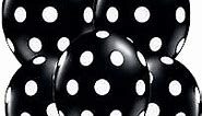 PMU Polka Dot Balloons PartyTex 11 Inch Premium Latex Black with White Polka Dots Pkg/12