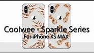 Coolwee iPhone Xs Max 6.5" Rose Gold Foil Palm Leaves Transparent Case