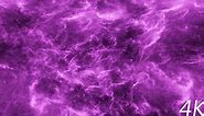 Flying Through Abstract Bright Purple Nebulae in Deep Space