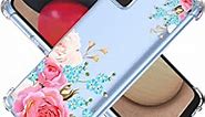 Case for Galaxy A03S Case, Samsung A03S 166mm Case Clear with Design Soft TPU Shock Absorption Slim Floral Pattern Protective Back Cover Cases for Samsung Galaxy A03S 166mm (Rose Flower)