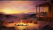 Cabin By The Beach - Relaxing Ocean Waves, Crickets & Fireplace Sounds for Relaxation & Sleep
