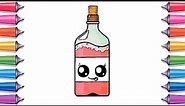 How to draw a cute wine bottle step by step