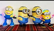 4 Minions together are singing and dancing, bara bara bara bere bere bere and other, funny dance