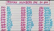 Roman numerals 501 to 600 || Roman numbers 501 to 600 || Roman ginti 501 to 600