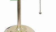 LIGHTACCENTS Traditional Bankers Desk Lamp with Green Glass Shade and Nickel Finish - Classic Study Light Perfect for Office and Home Workspace - Elegant Small Banker Lamp for Reading