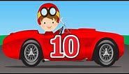Number Counting Race Cars - Learn to Count 1 to 10 for Kids