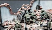 3.7cm PaK 35/36 destroyed house diorama (Tamiya 1/35 scale model)