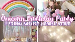 PARTY PREP & DECORATE WITH ME 2020 | Unicorn First Birthday Party | Jessica Elle