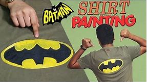 ,DIY Batman T-Shirt Painting at Home | how to paint batman logo on t shirt