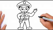 How to DRAW A POLICEMAN EASY Step by Step