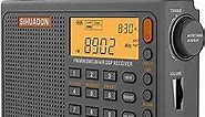 SIHUADON R108 Shortwave AM FM Radio LW MW AIR Band DSP Full Band Portable Radio Battery Operated with Sleep Timer Alarm Clock 500 Memories preset Stations for Family by RADIWOW (Grey)