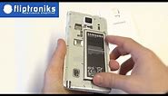 Samsung Galaxy Note 4 - How To Open Battery Cover and Remove Battery/Sim - Fliptroniks.com