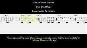 Gorillaz - Clint Eastwood Drum Sheet Music Playthrough
