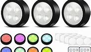 UNIWA Puck Lights with Remote,Under Cabinet Lights Wireless,13 Colors Changeable LED Closet Light Dimmable,AA Battery Powered Push Night Lights with Timer Function