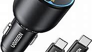 UGREEN 130W USB C Car Charger, PD 100W +PD 30W Type C Car Charger Adapter, Fast Charging Car Charger Compatible with iPhone 15 15 Plus 15 Pro 15 Pro Max, Galaxy S24 S23 Ultra, iPad, MacBook, and More