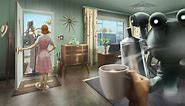 Fallout 4, concept art, Fallout, video games, retro science fiction, PC gaming, robot, video game art | 7036x3900 Wallpaper - wallhaven.cc