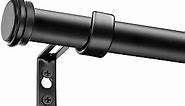 Curtain Rods for Windows 66 to 120, 1 Inch Black Curtain Rod Set, Heavy Duty Drapery Rods with Adjustable Curtain Rods, Outdoor Curtain Rod with Simple End Caps, Room Divider Curtain Rod, 66"-120"