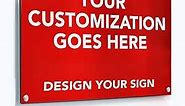 Custom Outdoor Metal Signs, Personalized Aluminum Signs, Customized Safety Signs, Metal Business Signs, Waterproof Outdoor Business Signs, White Aluminum (Red Background, 12x8 In)