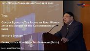 Justice Nariman: Gender Equality: Rights of Parsi Women after Advent of Constitution of India