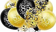 SHUNTAI 85th Birthday Balloons Black and Gold 85th Birthday Party Decorations for Men Women Latex Confetti Balloon Happy 85 Year Old Anniversary Theme Birthday Party Supplies 15 Pack 12 inch