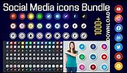 1000+ social media icons, Logos, Png, Vector & svg Bundle ZIP File Free Download. icon Design