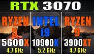 RYZEN 5 5600X vs INTEL i9 10900K vs RYZEN 9 3900XT || RTX 3070 || PC GAMES TEST ||