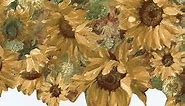 CONCORD WALLCOVERINGS ™ Wallpaper Border Floral Pattern Sunflowers Leaves, Yellow Green Brown, 6.25 Inches by 15 Feet BG76334DC