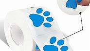 1.5" Clear Round Bear Paw Print Stickers Dog Puppy Paw Stickers Bear Paw Stickers with Perforation Line(500PCS,Blue)