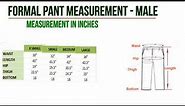 Men's Dress Measurement Chart for Pant & Shirt - By The HDLIFE