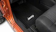 Jeep Wrangler Front Floor Mats with Jeep Logo; Black (66-24 Jeep CJ5, CJ7, Wrangler YJ, TJ, JK & JL) - Free Shipping