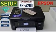 Epson XP 4200 Setup, Unboxing, Complete Setup, Install Ink, Wireless Setup, Printing Review.