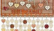 Family Birthday Plaque with Tags, Our Family Birthday Board DIY Gift for Mother Anniversary, Wooden Calendar Wall Hanging with 100 Heart/Circle Tags