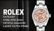 Rolex Datejust Steel Pink Gold Crystal Diamond Ladies Watch 179384 Review | SwissWatchExpo