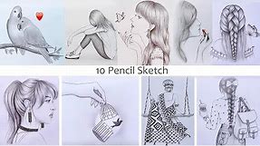 10 easy drawing ideas || Pencil Sketch for beginners || How to draw - step by step